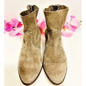 Rebels Molly Western Style Suede Leather Booties Taupe Size 7.5